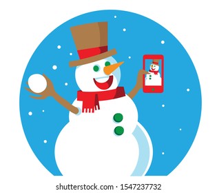 Snowman cartoon character vector illustration