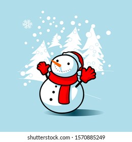 Snowman cartoon character vector image, designed for Christmas celebration