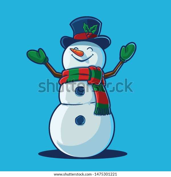 Snowman Cartoon Cute Christmas Stock Vector Royalty Free