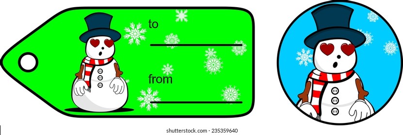 snowman cartoon giftcard sticker in vector format very easy to edit