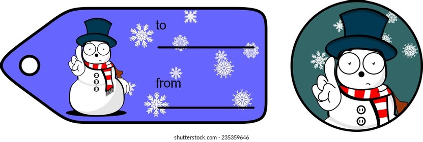snowman cartoon giftcard sticker in vector format very easy to edit