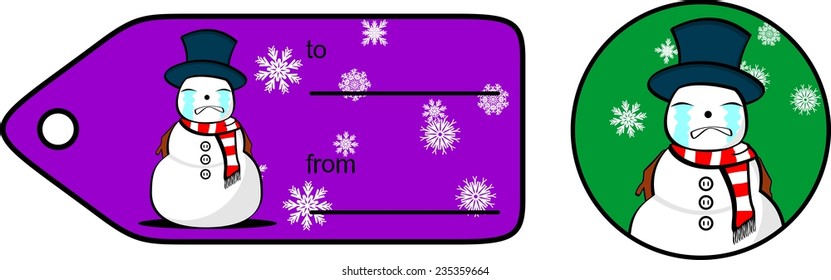 snowman cartoon giftcard sticker in vector format very easy to edit