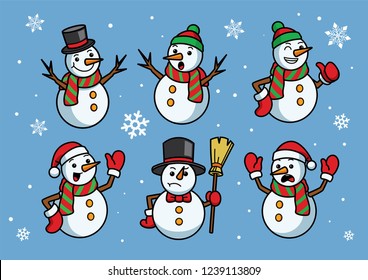 snowman cartoon set