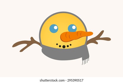Snowman - Cartoon Smiley Vector Face