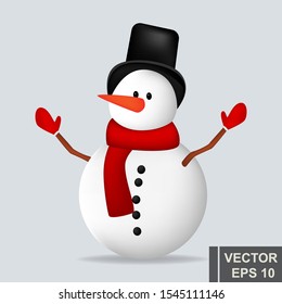 Snowman. Cartoon style. Bright. Isolated object. For your design.