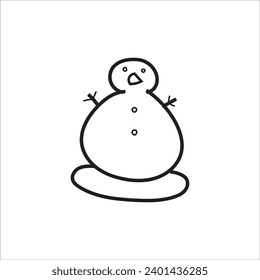 Snowman. Cartoon style in line, outline. Vector illustration.