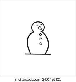 Snowman. Cartoon style in line, outline. Vector illustration.