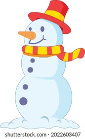 Snowman cartoon vector art and illustration