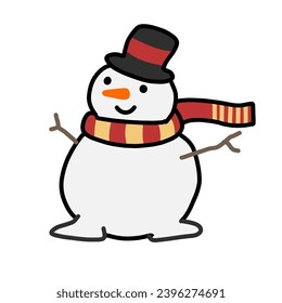 snowman cartoon vector design illustration suitable for year-end themes, templates, stickers, symbols