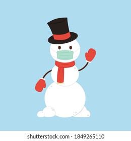 Snowman Cartoon Vector. Face Mask.