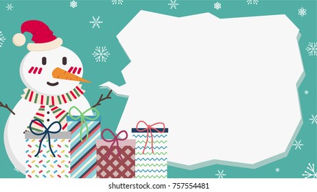 Snowman cartoon vector. free space for text. Snowman price tag vector.