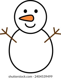 Hombre de nieve. Caricatura. Vector e ilustración