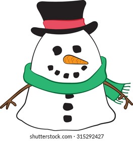 Snowman - Cartoon - Vector - Illustration