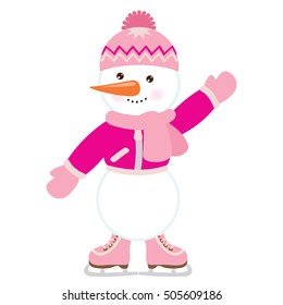 Snowman cartoon vector illustration