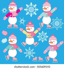 Snowman cartoon vector illustration