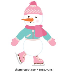 Snowman cartoon vector illustration