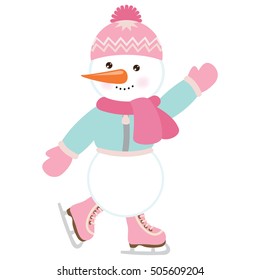 Snowman cartoon vector illustration
