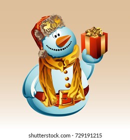 Snowman cartoon. Vector illustration