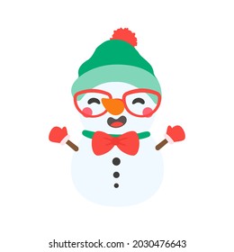 Snowman cartoon vector. Snowballs molded into Snowman. Decorate with winter sweaters for Christmas.