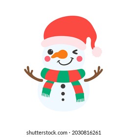 Snowman cartoon vector. Snowballs molded into Snowman. Decorate with winter sweaters for Christmas.