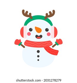Snowman cartoon vector. Snowballs molded into Snowman. Decorate with winter sweaters for Christmas.