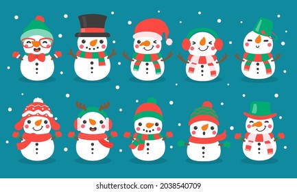 Snowman cartoon vector. Snowballs molded into Snowman. Decorate with winter sweaters for Christmas.