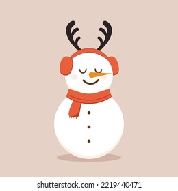 Snowman cartoon vector. Snowman wear a winter theme. Graphic resource about winter and christmas for content , banner, sticker label and greeting card.