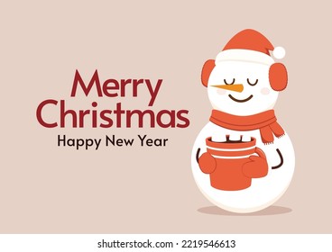 Snowman cartoon vector. Snowman wear a winter theme. Graphic resource about winter and christmas for content , banner, sticker label and greeting card.