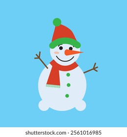 Snowman cartoon vector. Snowman wear a winter theme. Graphic resource about winter and christmas for content , banner, sticker label and greeting card.