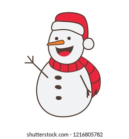 Snowman cartoon waving