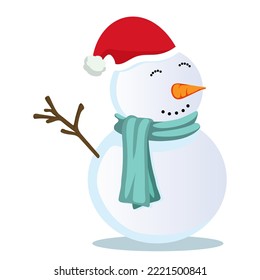 Snowman Character Cartoon Vector Isolated On White Background