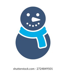 Snowman character icon blue flat vector design winter symbol christmas holiday snow decoration festive graphic element sign