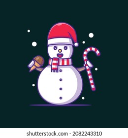 Snowman character illustration with christmas accessories