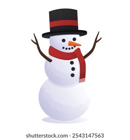 Snowman character wearing scarf and hat in flat art illustration style vector. Perfect for Christmas eve or winter season theme asset design element. moveable and editable part