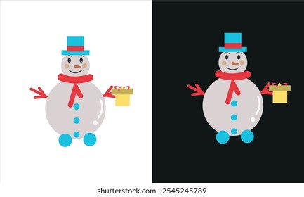 Snowman characters vector set design, Snowman characters vector set design,snowman with gift,