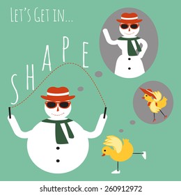 Snowman and Chicky are Working out to Get in Shape