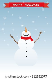 Snowman christmas background. Vector illustration