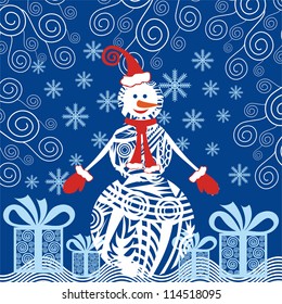 Snowman christmas background vector illustration