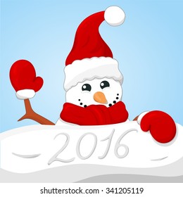 Snowman Christmas background.Vector illustration.