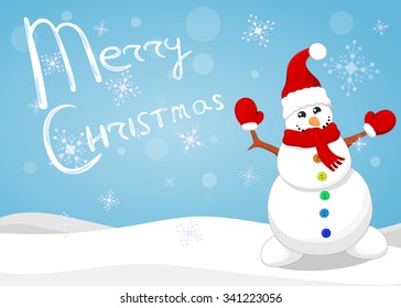 Snowman Christmas background.Vector illustration.
