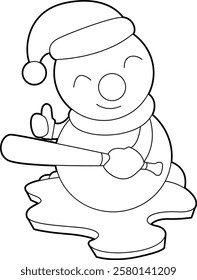 Snowman Christmas Baseball Vector Graphic Art Illustration