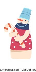 Snowman christmas candy cane vector illustration