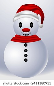 snowman in christmas cap vector illustration