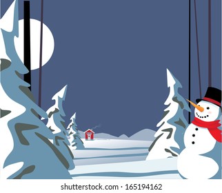 Snowman Christmas Card Background. EPS 10 vector, grouped for easy editing. No open shapes or paths.