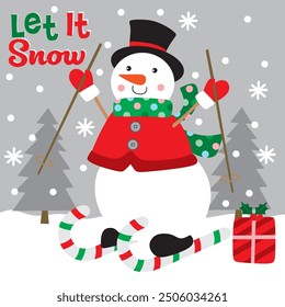 Snowman For Christmas Card or Bag design