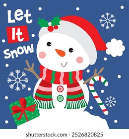 Snowman For Christmas Card or Bag design