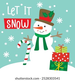 Snowman For Christmas Card or Bag design