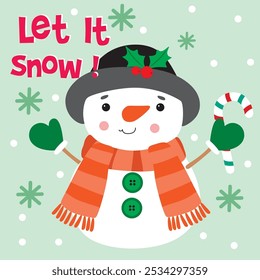 Snowman For Christmas Card or Bag design