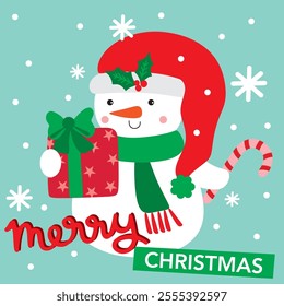 Snowman For Christmas Card or Bag design