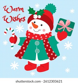 Snowman For Christmas Card or Bag design